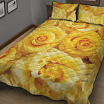 Yellow Rose Print Quilt Bed Set