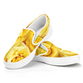 Yellow Rose Print White Slip On Sneakers