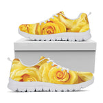 Yellow Rose Print White Sneakers