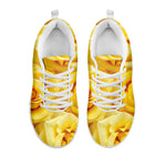 Yellow Rose Print White Sneakers
