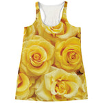 Yellow Rose Print Women's Racerback Tank Top