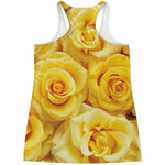 Yellow Rose Print Women's Racerback Tank Top
