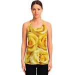 Yellow Rose Print Women's Racerback Tank Top