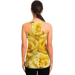 Yellow Rose Print Women's Racerback Tank Top