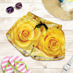 Yellow Rose Print Women's Shorts