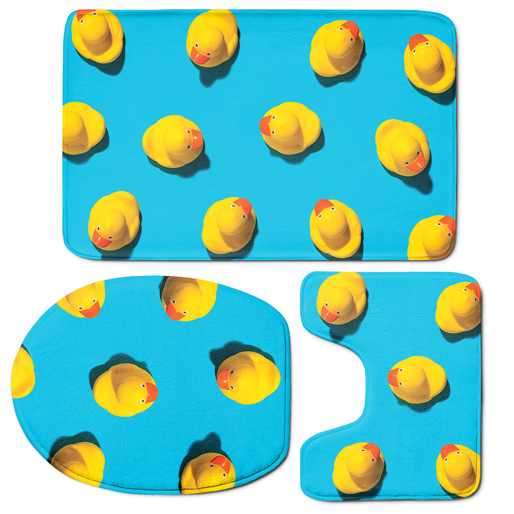 Yellow Rubber Ducks Print 3 Piece Bath Mat Set