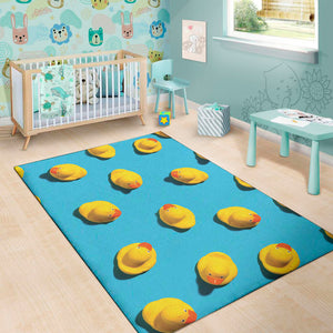 Yellow Rubber Ducks Print Area Rug