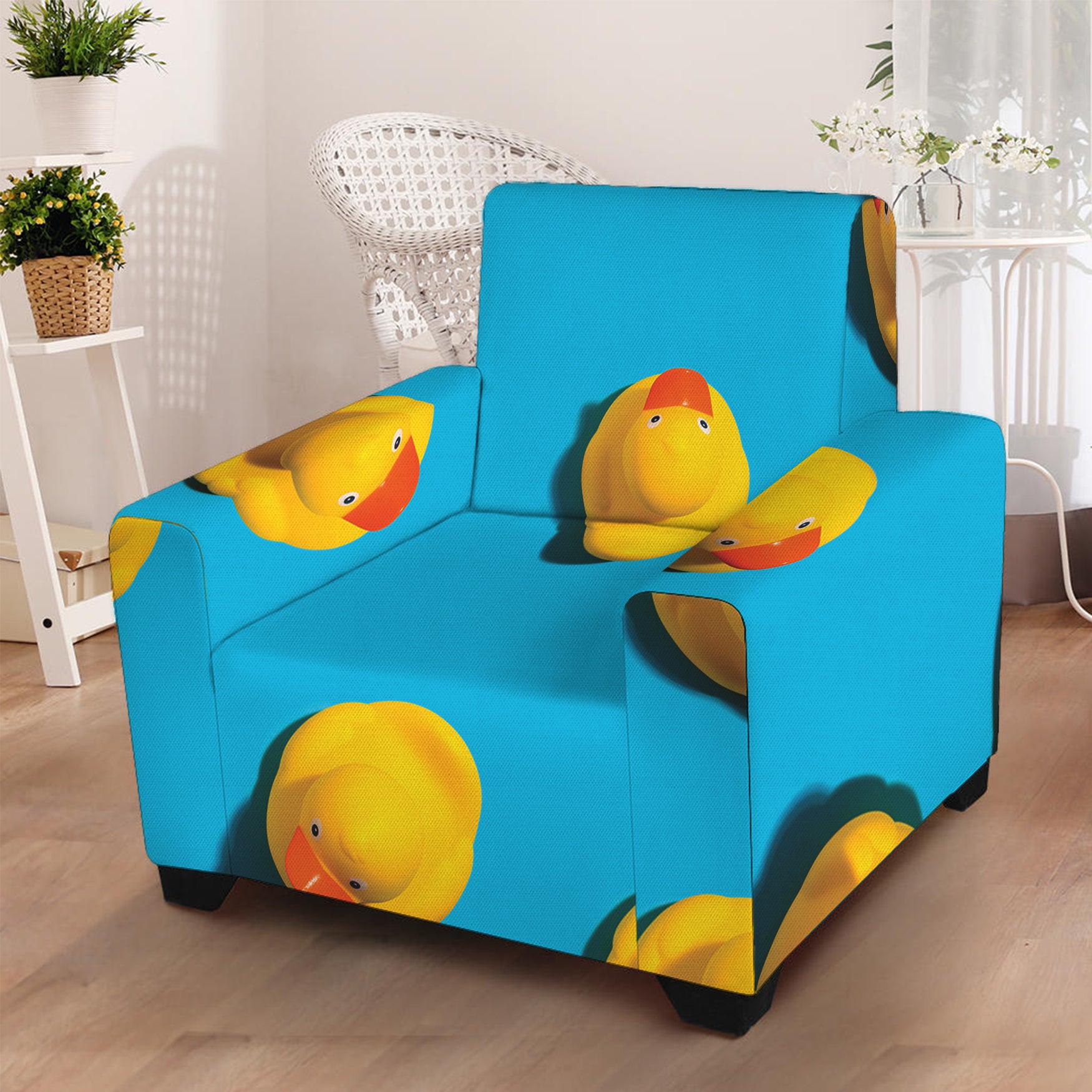 Yellow Rubber Ducks Print Armchair Slipcover