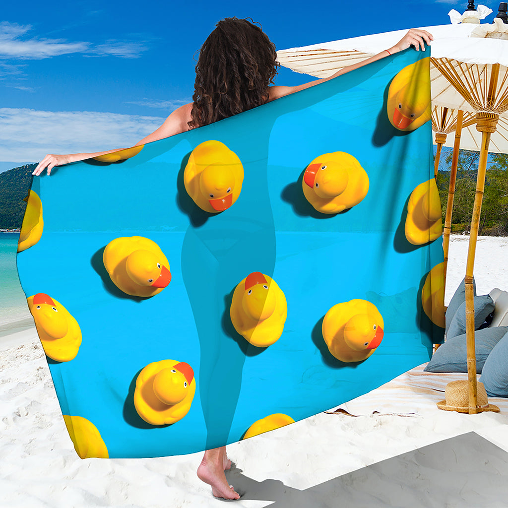 Yellow Rubber Ducks Print Beach Sarong Wrap