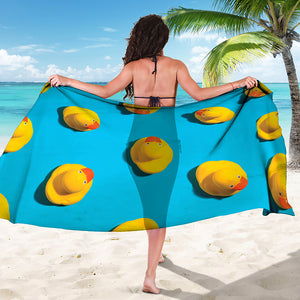 Yellow Rubber Ducks Print Beach Sarong Wrap