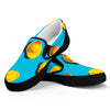 Yellow Rubber Ducks Print Black Slip On Shoes