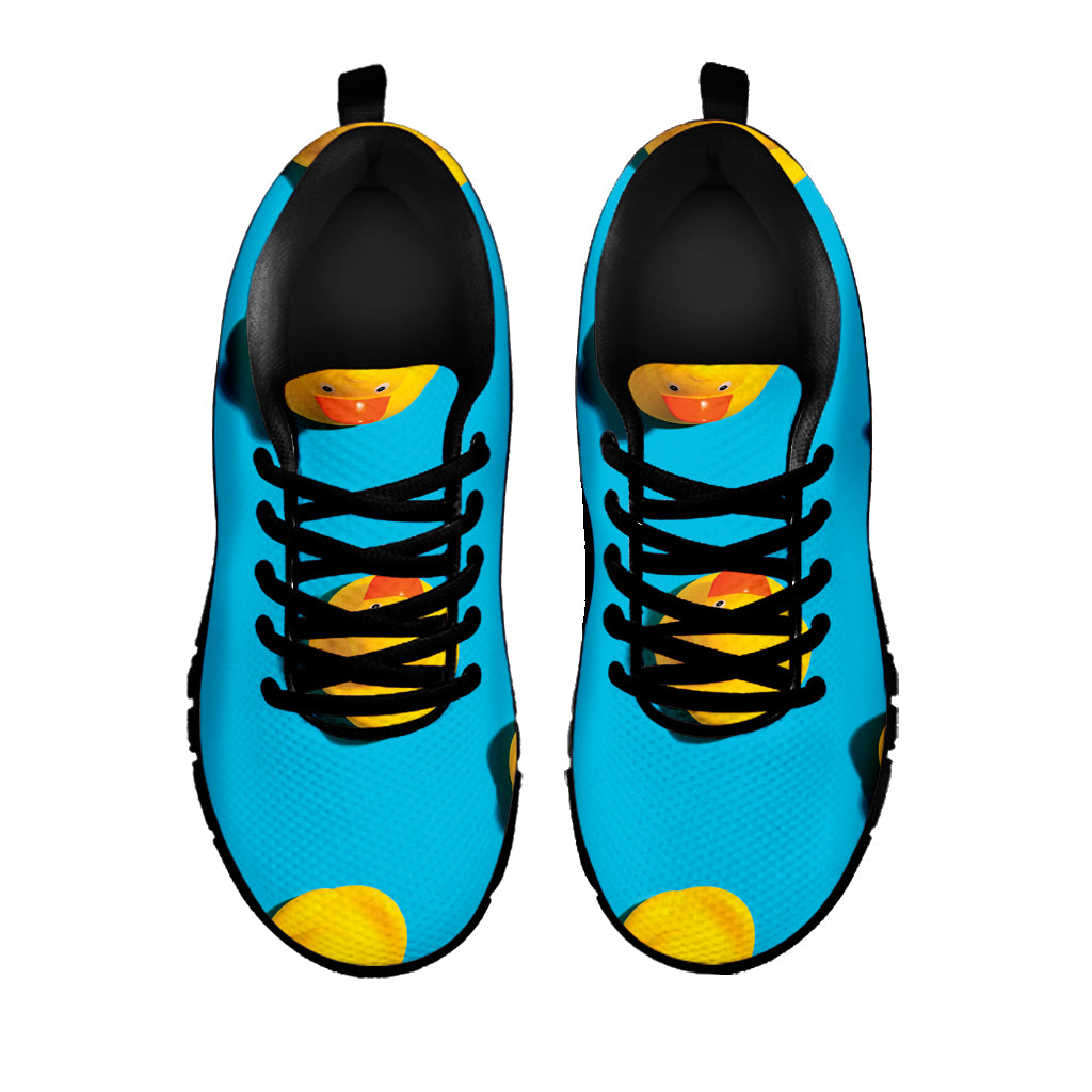 Yellow Rubber Ducks Print Black Sneakers