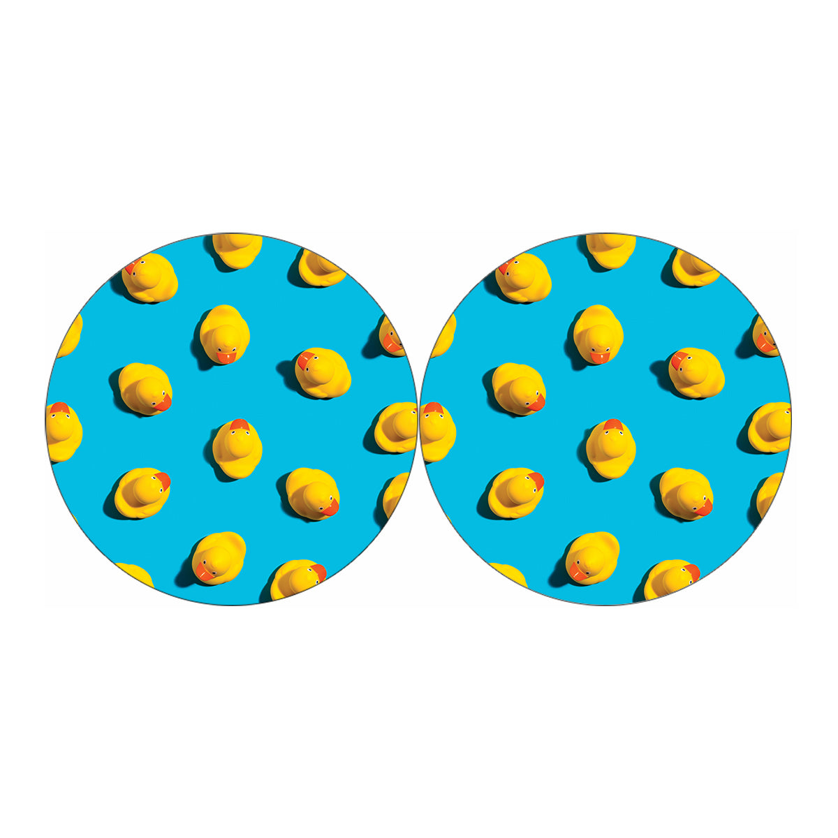 Yellow Rubber Ducks Print Car Coasters