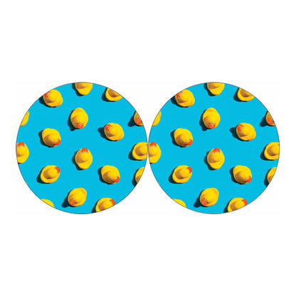 Yellow Rubber Ducks Print Car Coasters