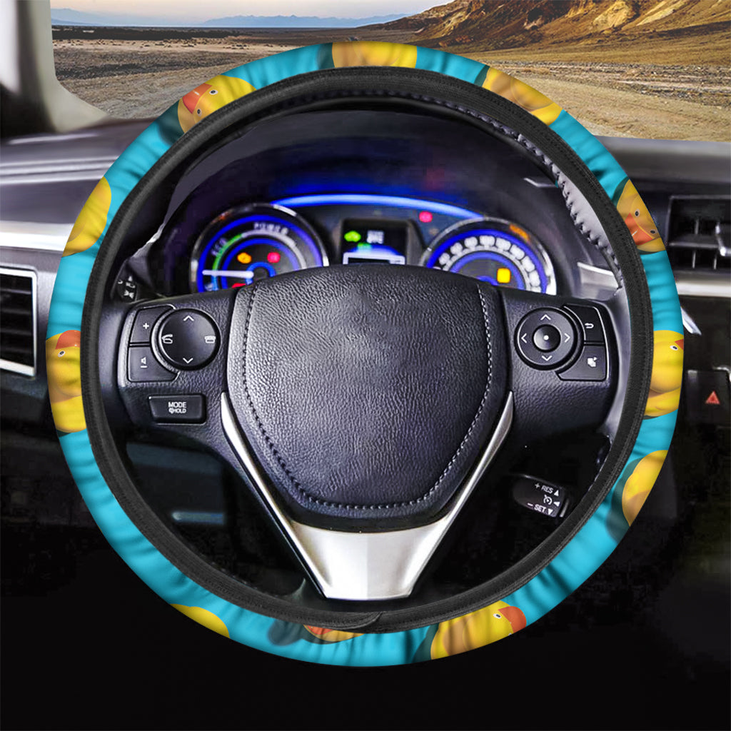 Yellow Rubber Ducks Print Car Steering Wheel Cover