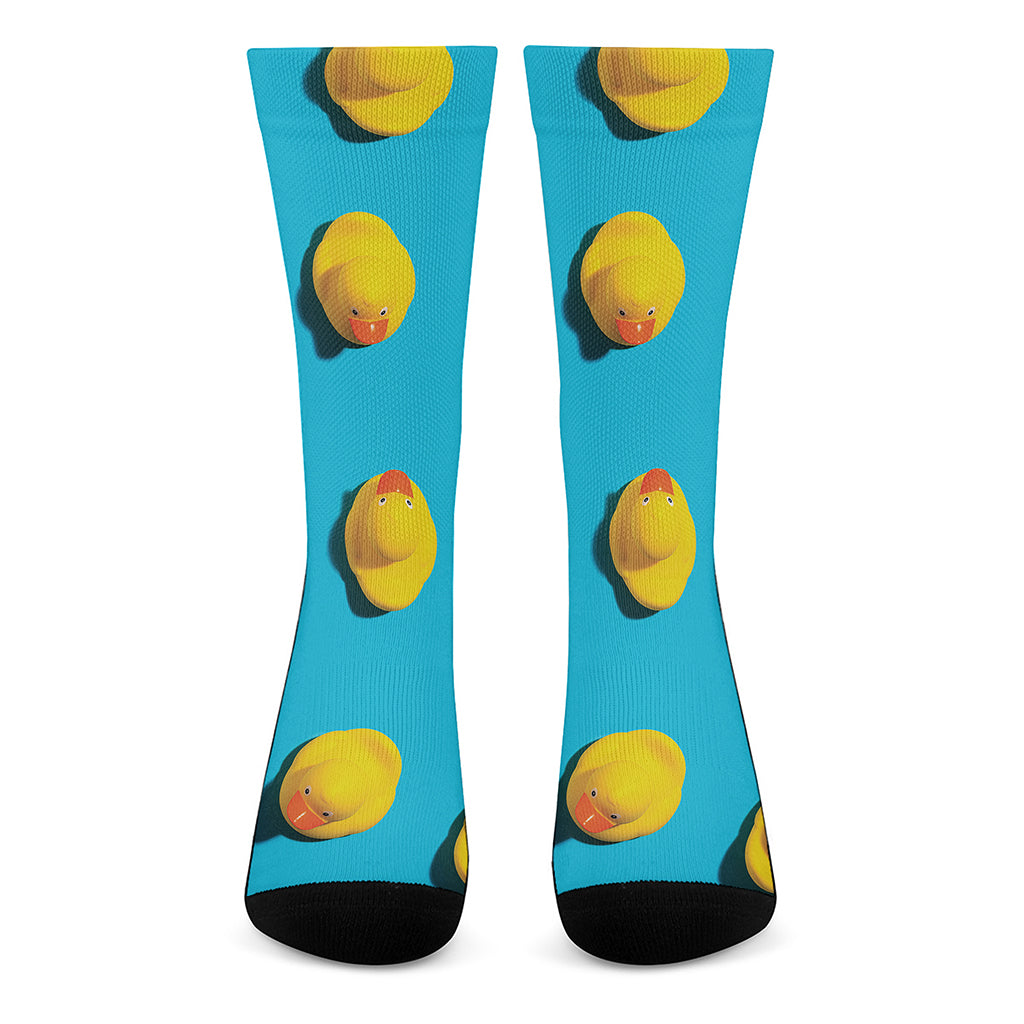 Yellow Rubber Ducks Print Crew Socks