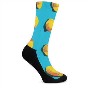 Yellow Rubber Ducks Print Crew Socks