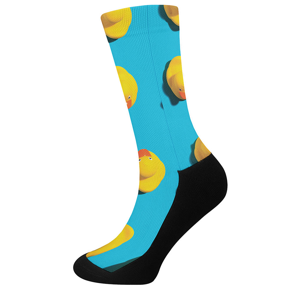 Yellow Rubber Ducks Print Crew Socks