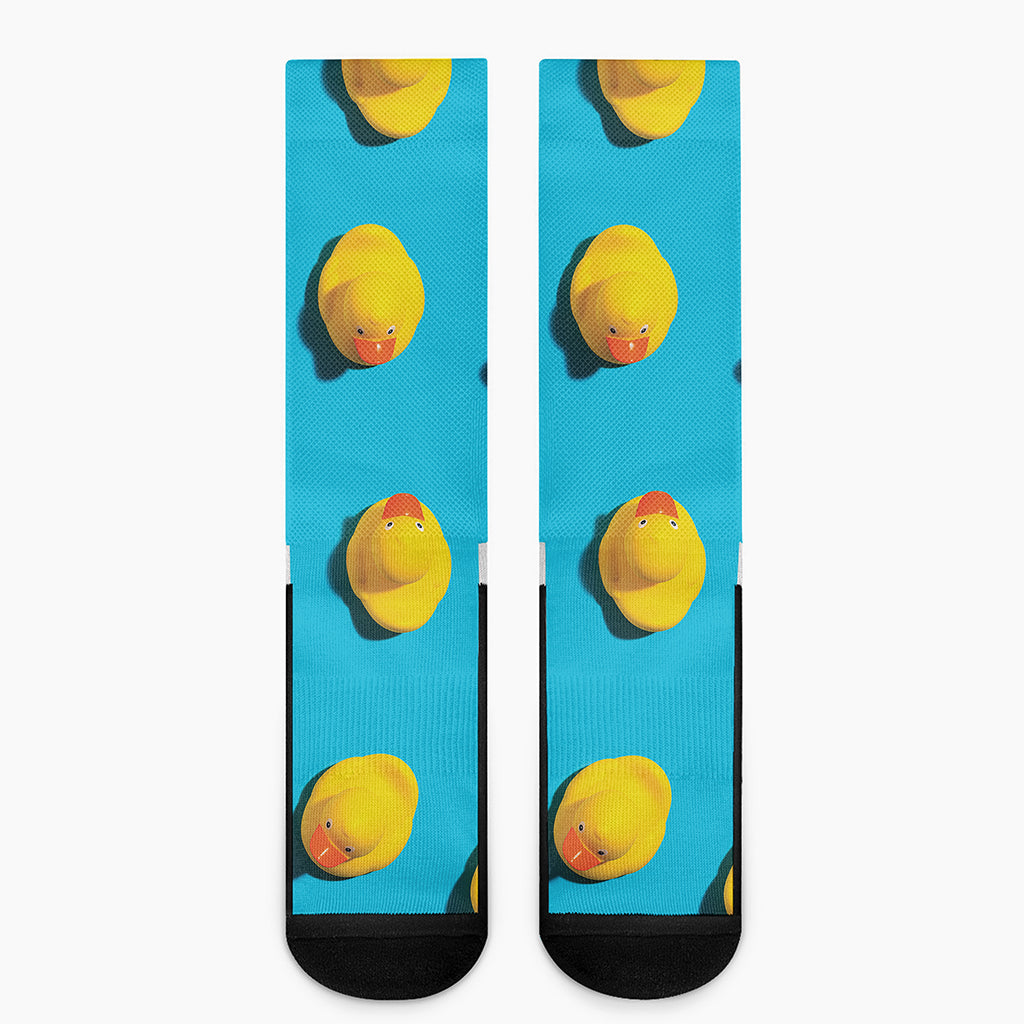 Yellow Rubber Ducks Print Crew Socks