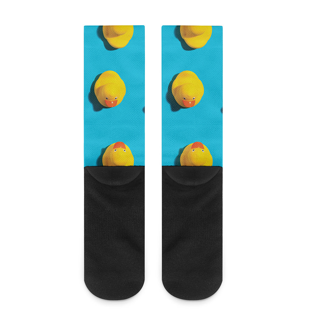 Yellow Rubber Ducks Print Crew Socks