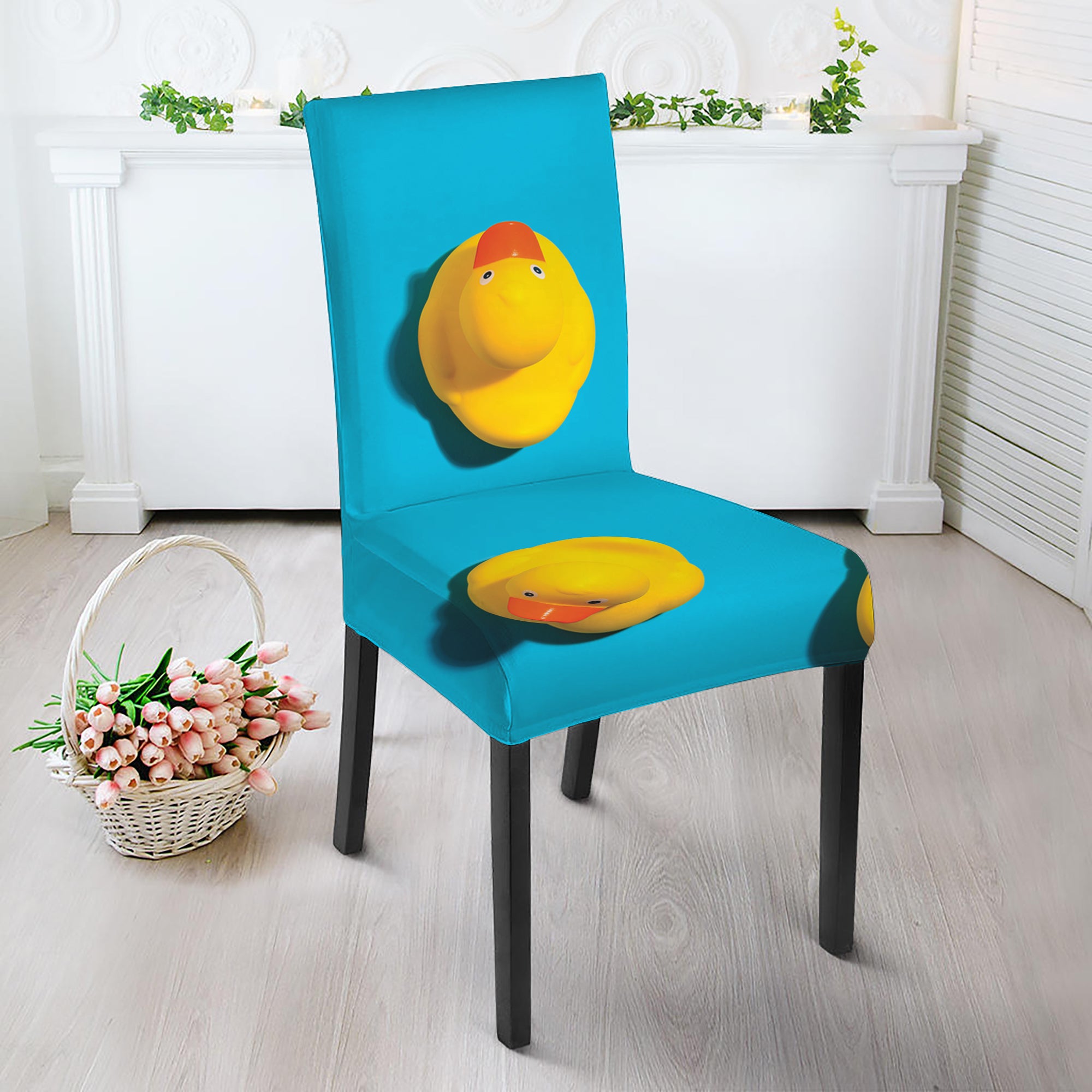 Yellow Rubber Ducks Print Dining Chair Slipcover