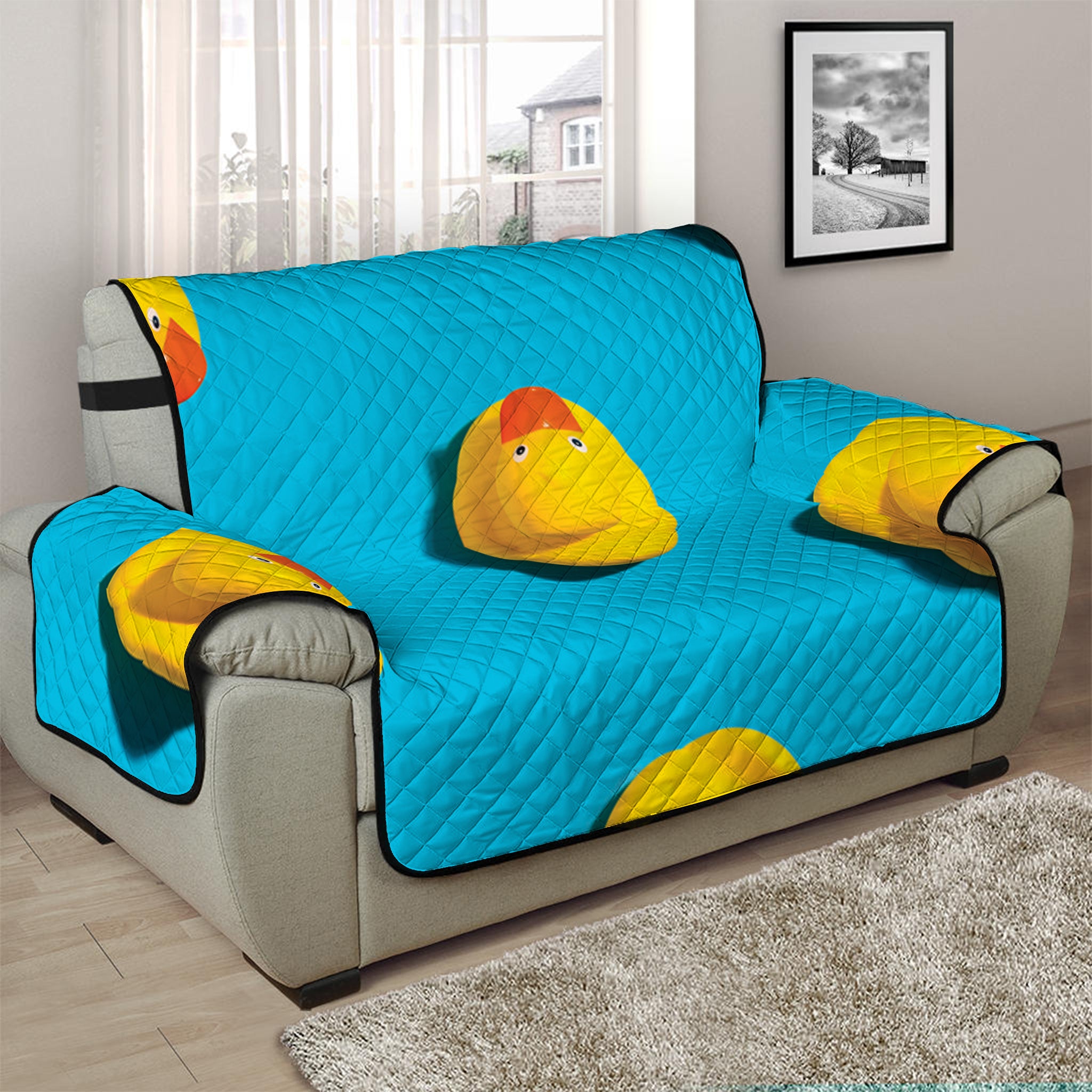 Yellow Rubber Ducks Print Half Sofa Protector