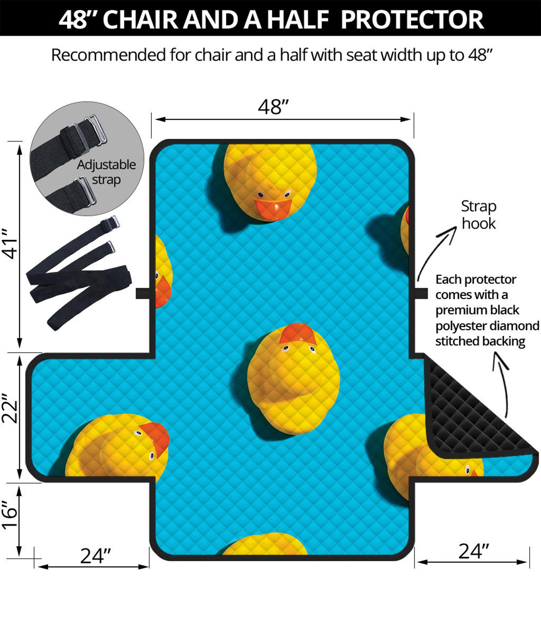 Yellow Rubber Ducks Print Half Sofa Protector