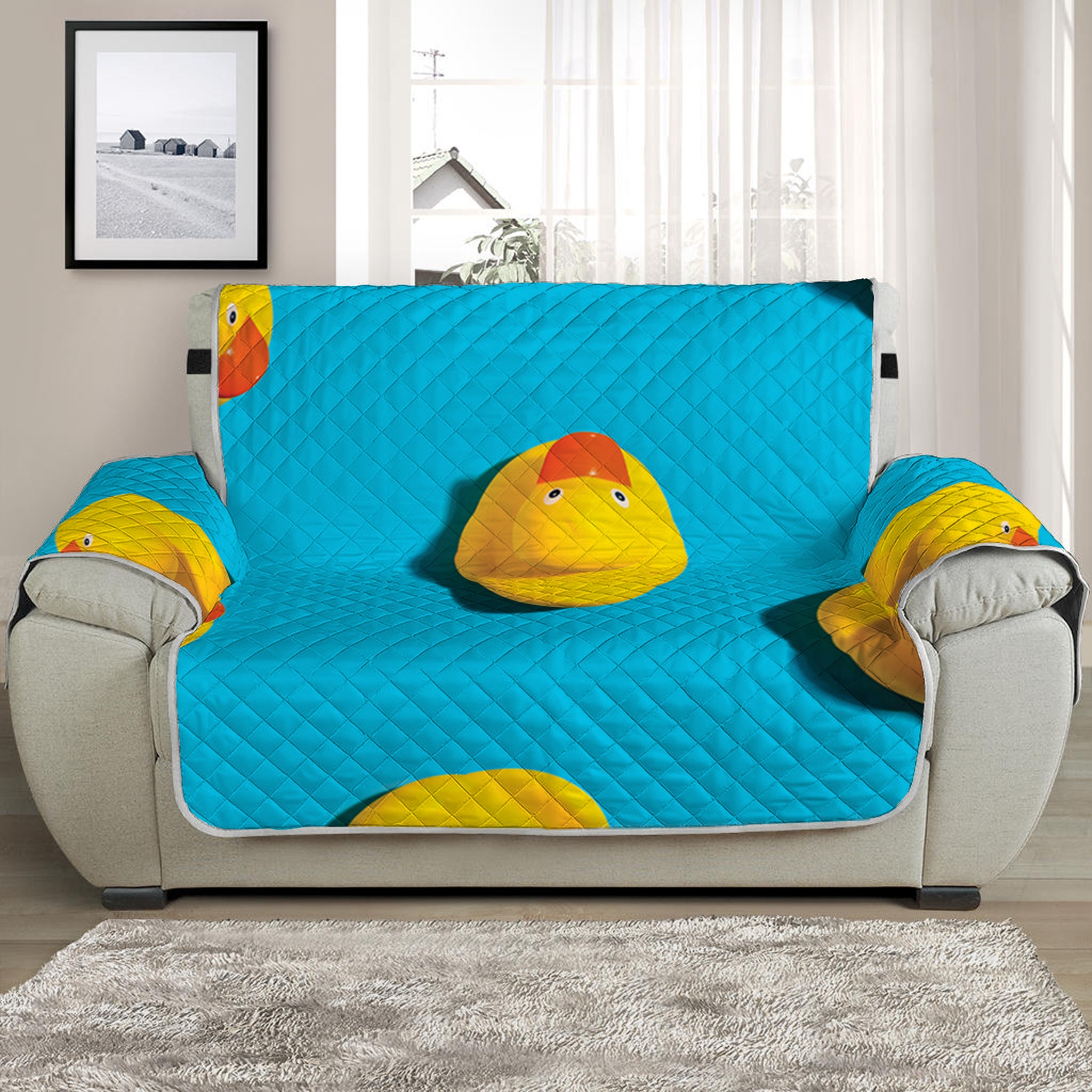 Yellow Rubber Ducks Print Half Sofa Protector