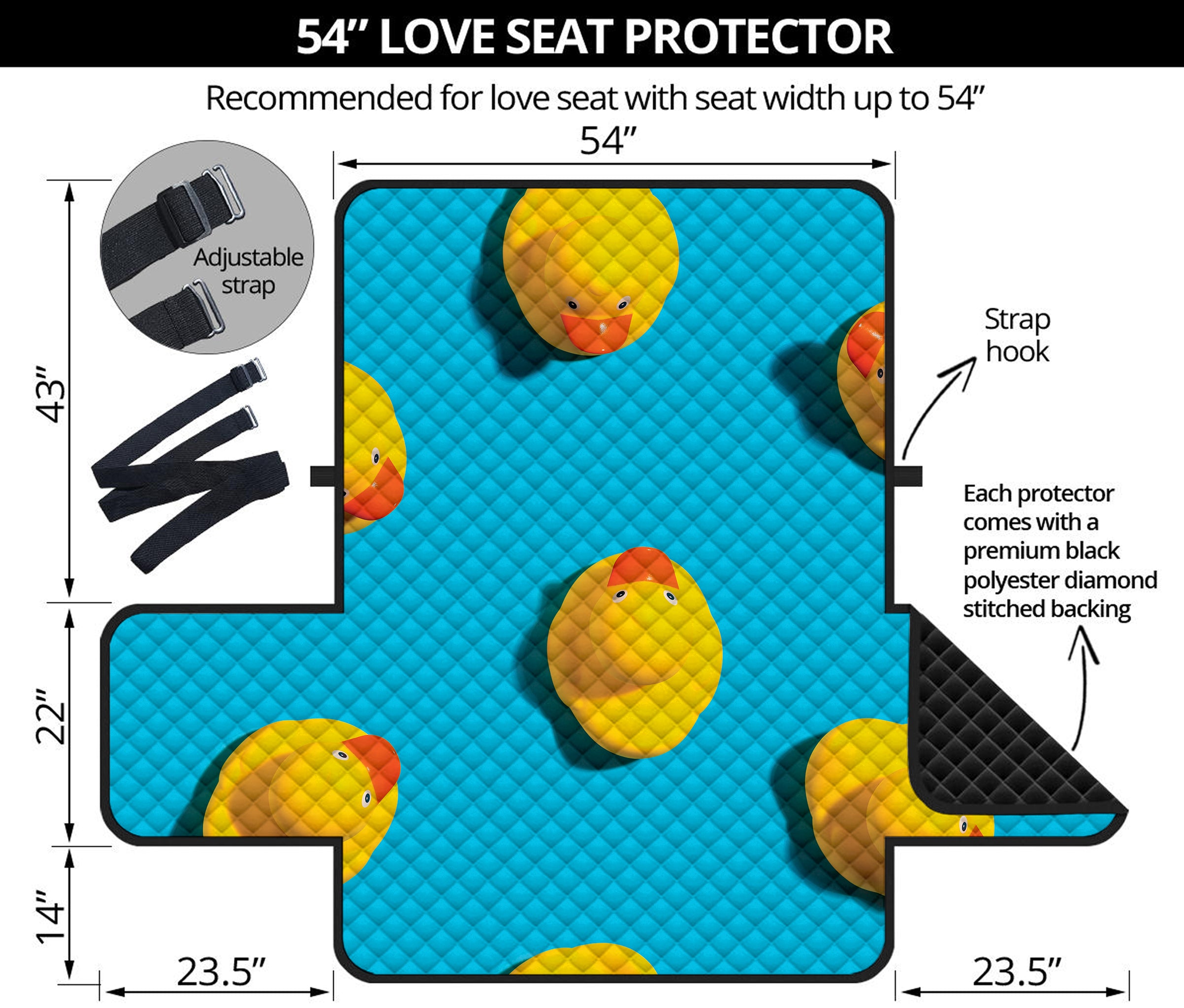 Yellow Rubber Ducks Print Loveseat Protector