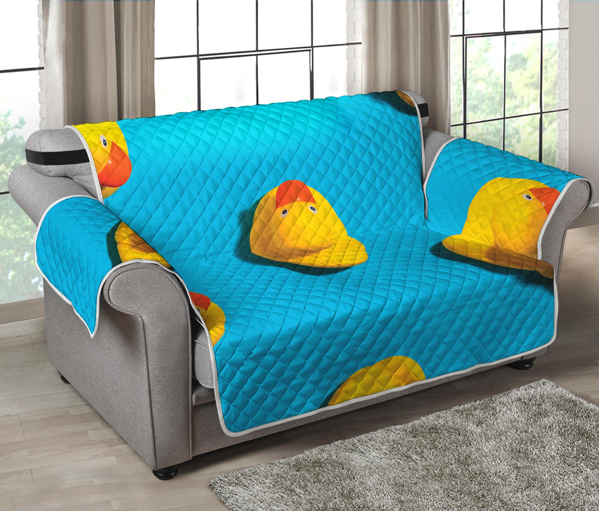 Yellow Rubber Ducks Print Loveseat Protector