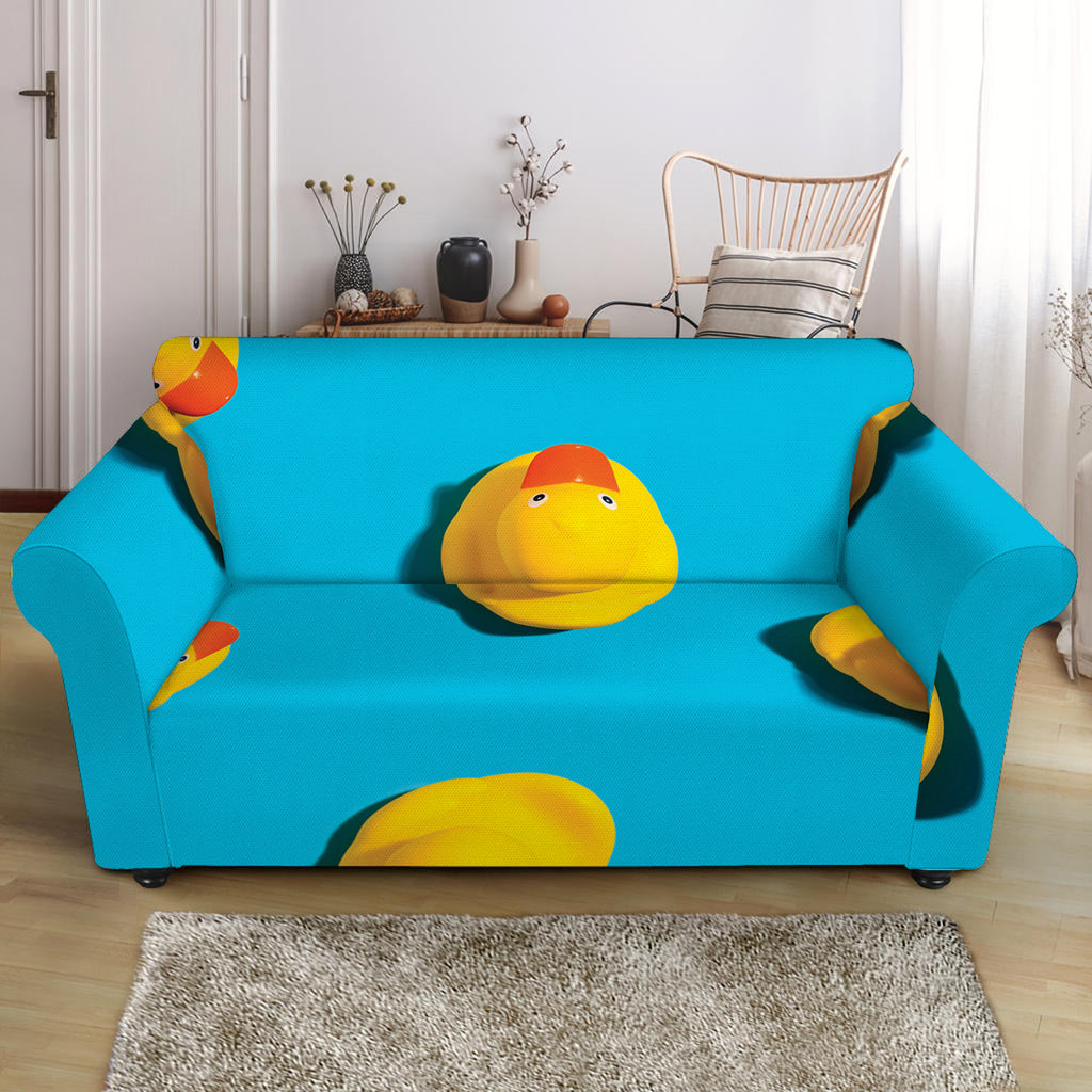 Yellow Rubber Ducks Print Loveseat Slipcover