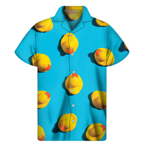 Yellow Rubber Ducks Print Men's Short Sleeve Shirt