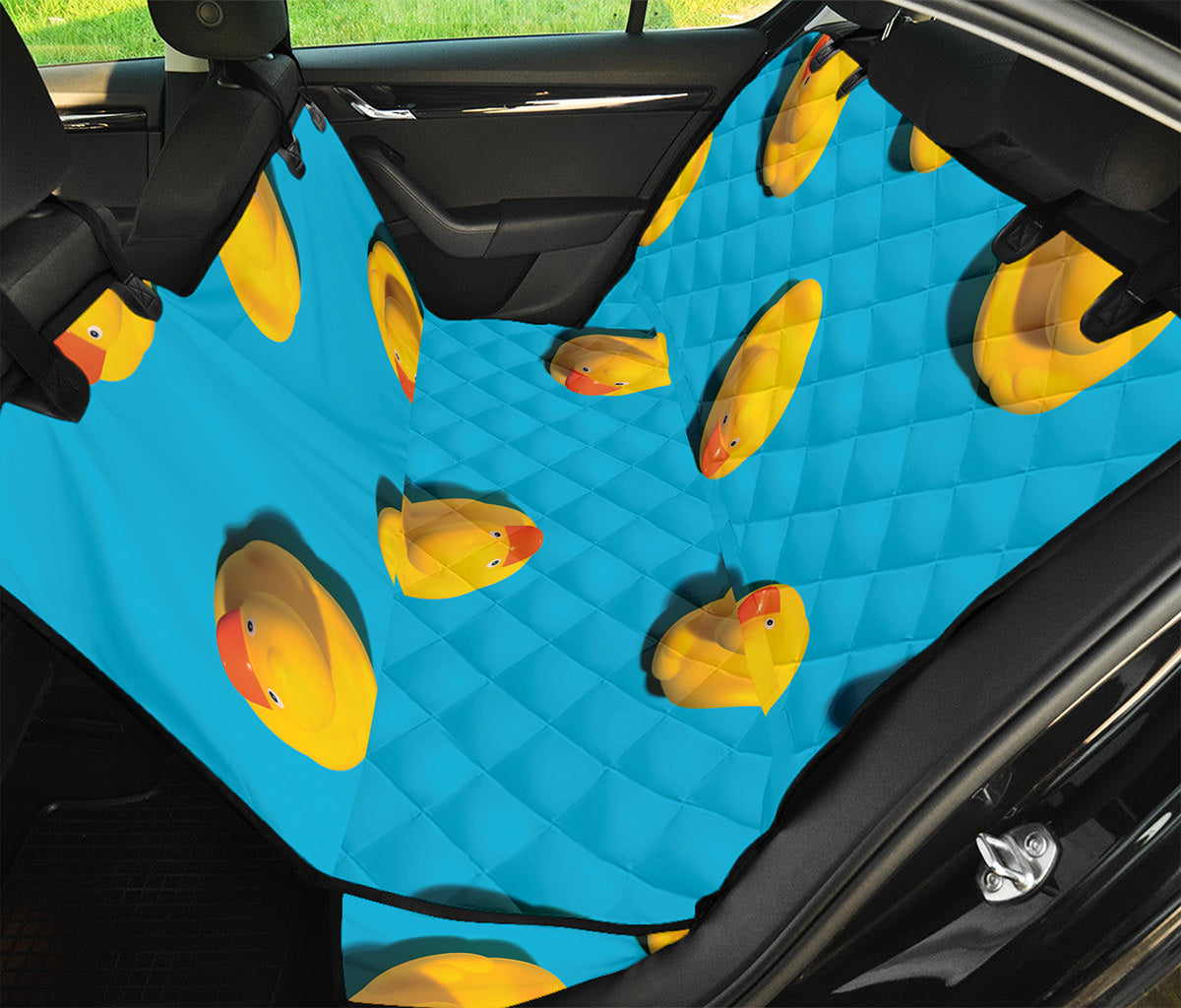 Yellow Rubber Ducks Print Pet Car Back Seat Cover