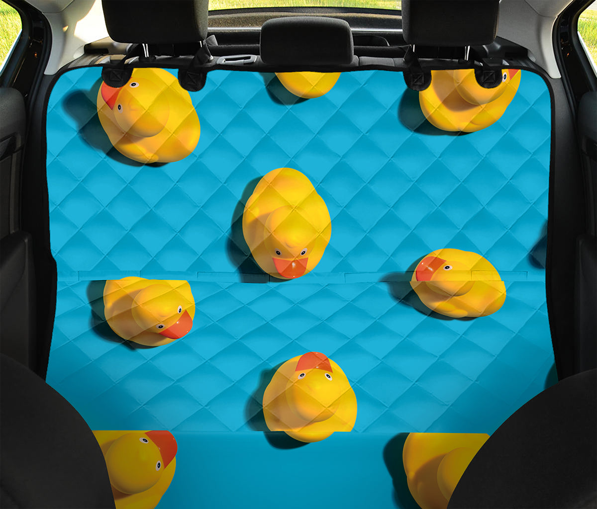 Yellow Rubber Ducks Print Pet Car Back Seat Cover