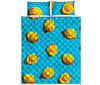 Yellow Rubber Ducks Print Quilt Bed Set