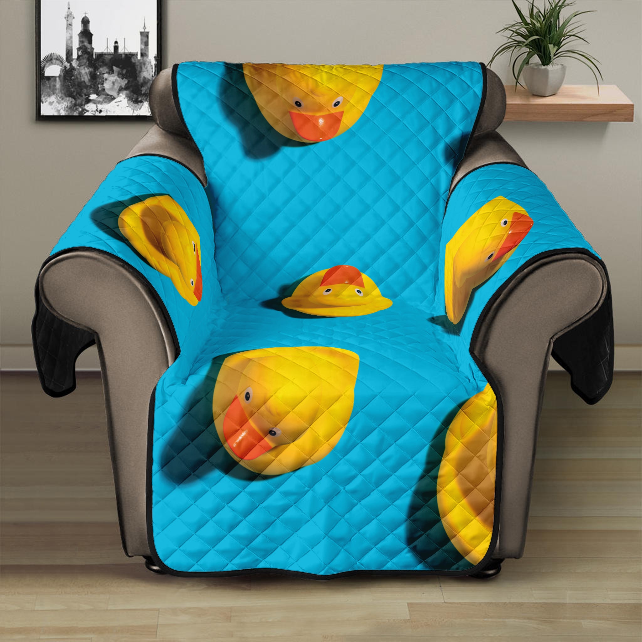 Yellow Rubber Ducks Print Recliner Protector