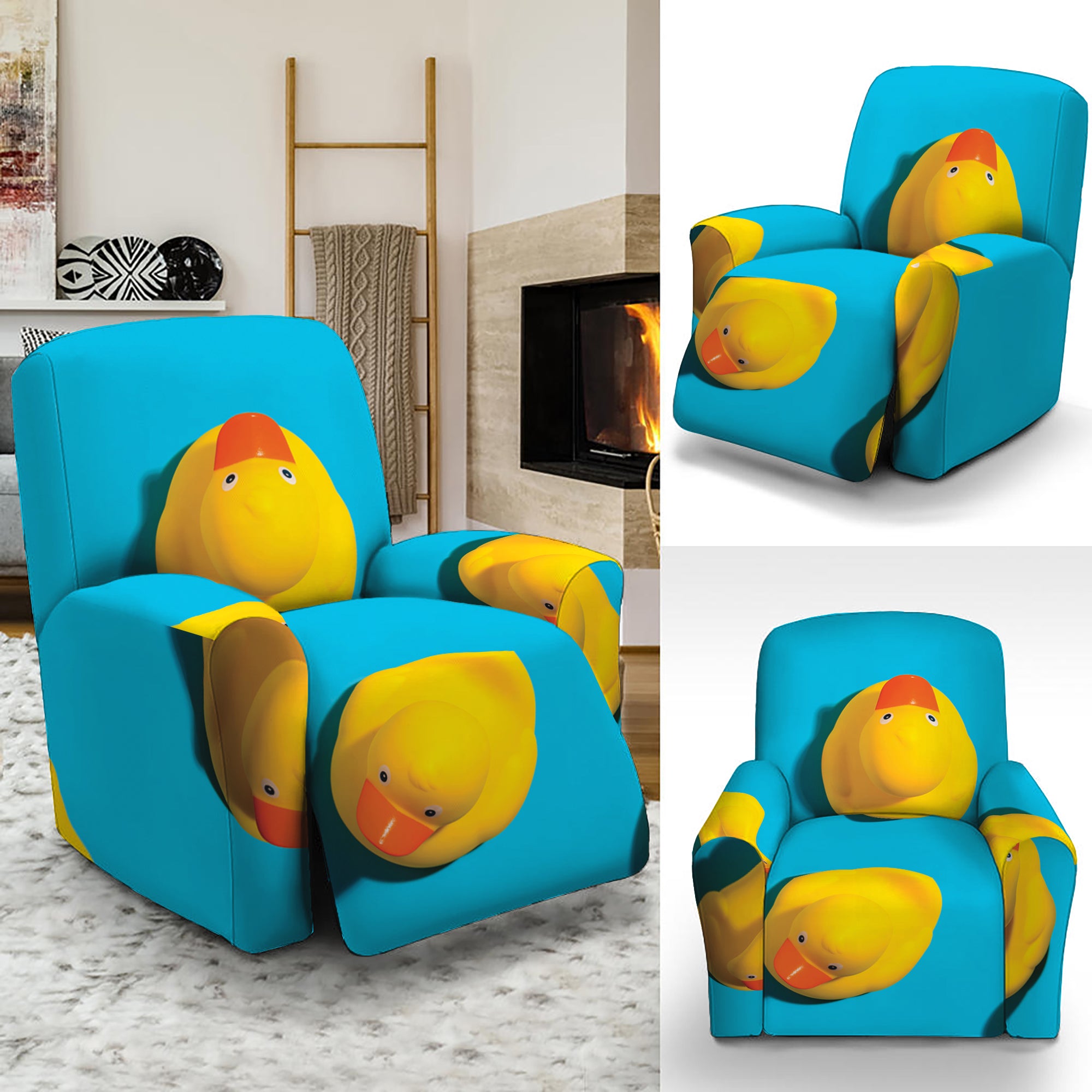 Yellow Rubber Ducks Print Recliner Slipcover