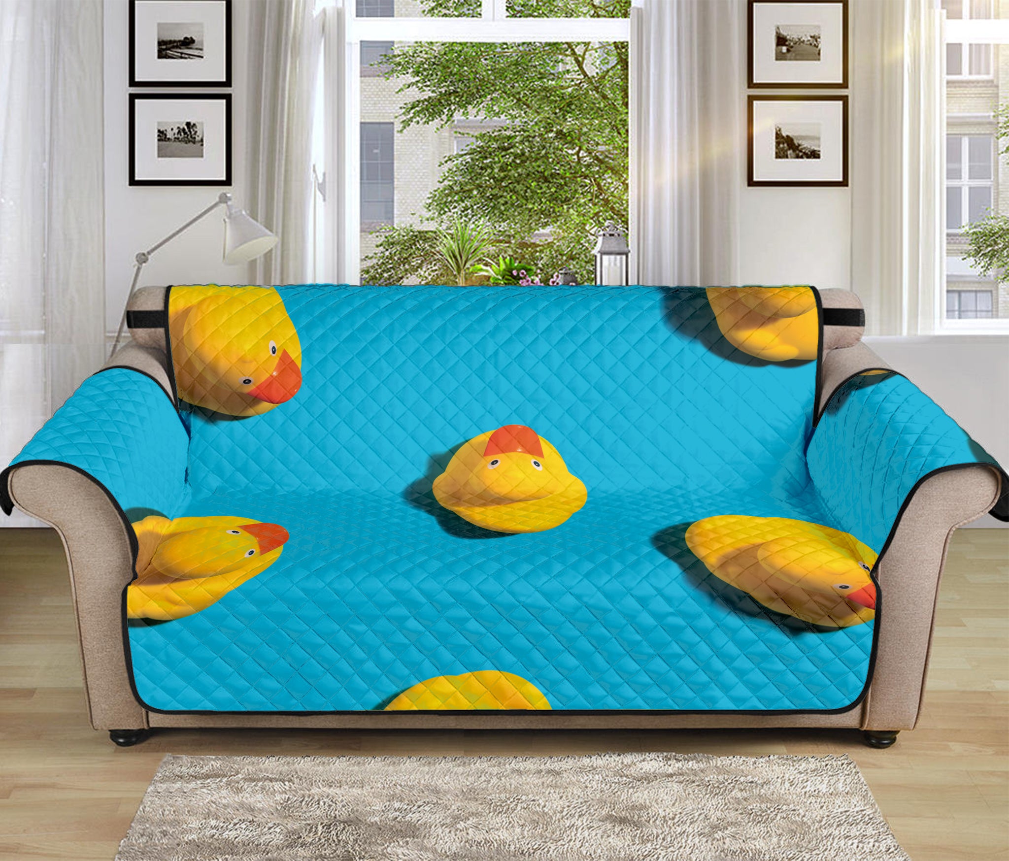 Yellow Rubber Ducks Print Sofa Protector