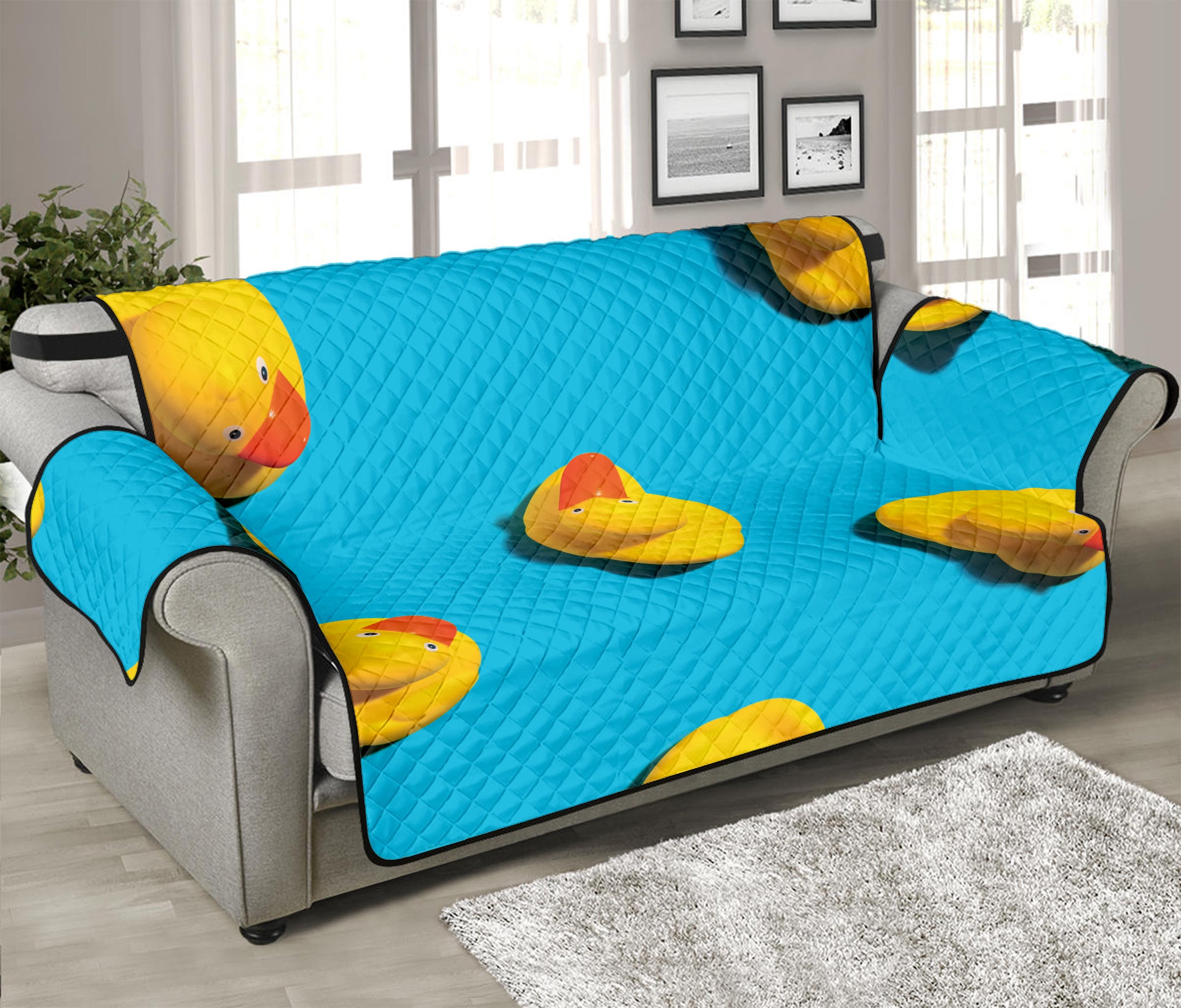 Yellow Rubber Ducks Print Sofa Protector