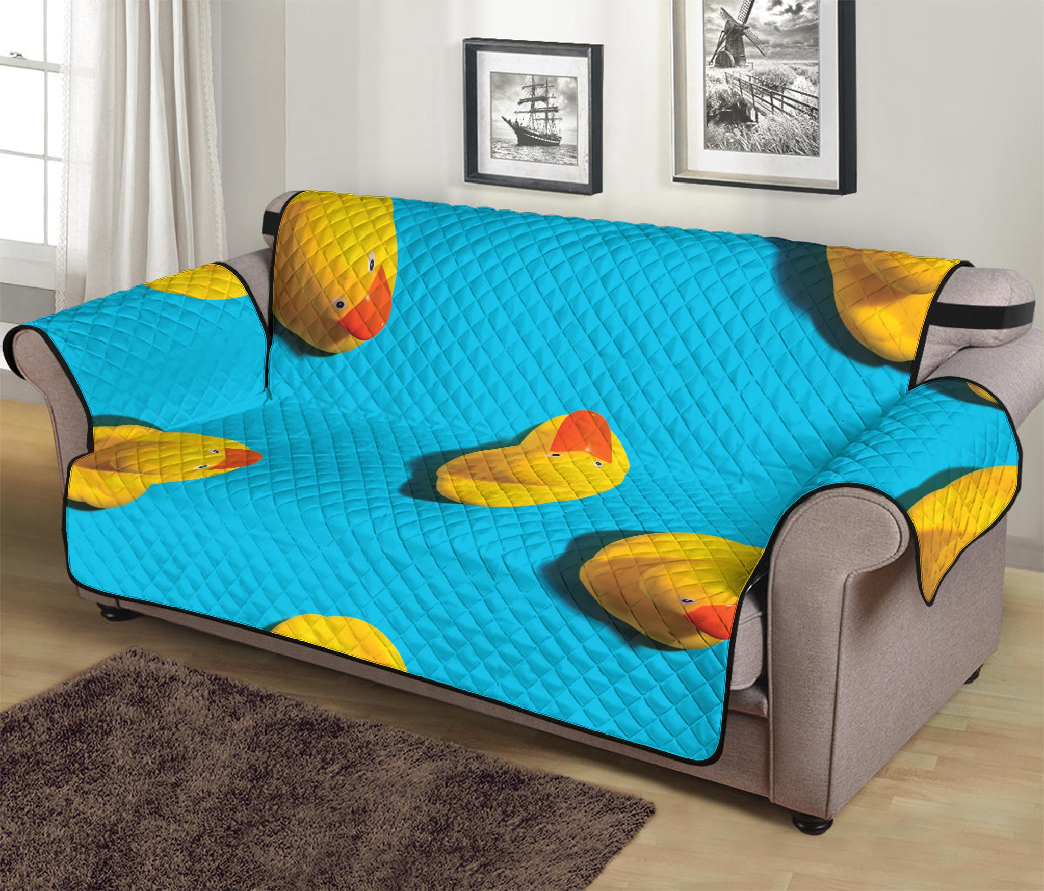 Yellow Rubber Ducks Print Sofa Protector