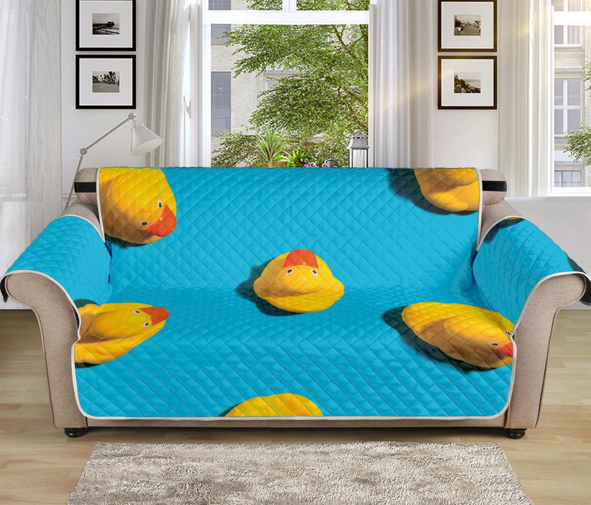 Yellow Rubber Ducks Print Sofa Protector