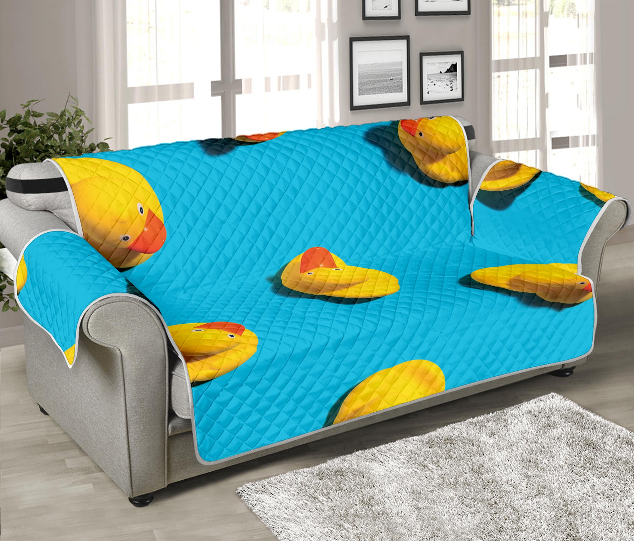 Yellow Rubber Ducks Print Sofa Protector