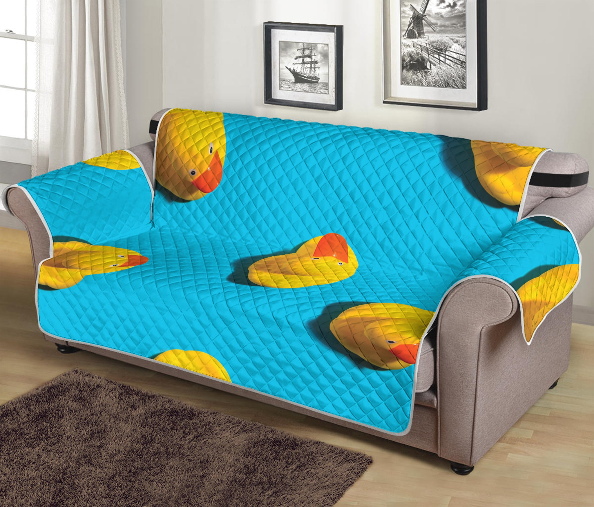 Yellow Rubber Ducks Print Sofa Protector