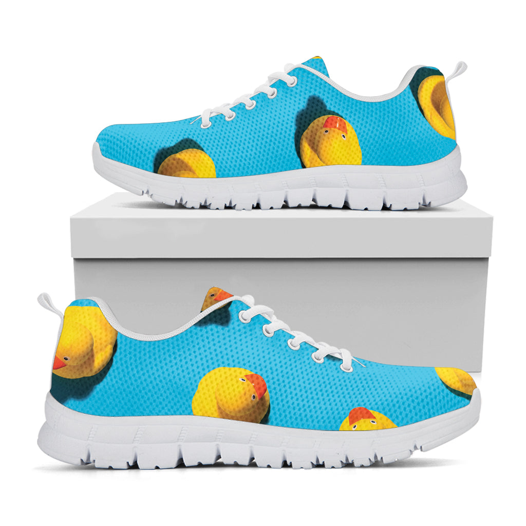 Yellow Rubber Ducks Print White Sneakers