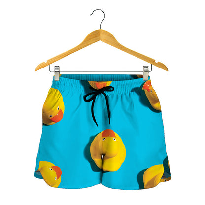 Yellow Rubber Ducks Print Women's Shorts