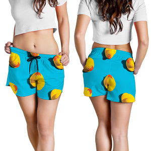 Yellow Rubber Ducks Print Women's Shorts