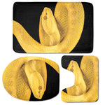 Yellow Snake Print 3 Piece Bath Mat Set