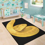 Yellow Snake Print Area Rug