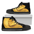 Yellow Snake Print Black High Top Sneakers