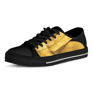 Yellow Snake Print Black Low Top Shoes 